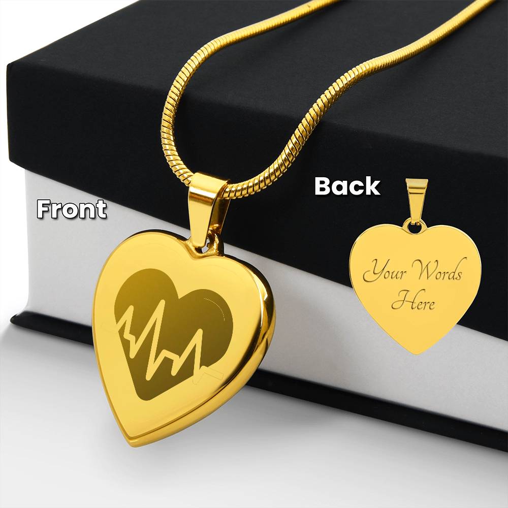 Engravable EKG Heart Necklace - MedTheories