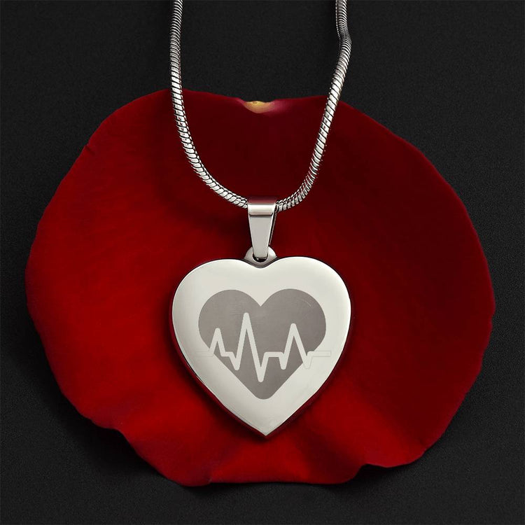 Engravable EKG Heart Necklace - MedTheories