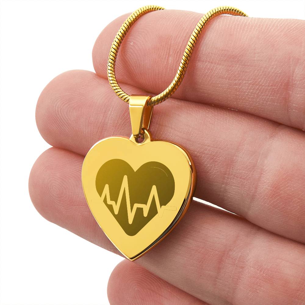 Engravable EKG Heart Necklace - MedTheories