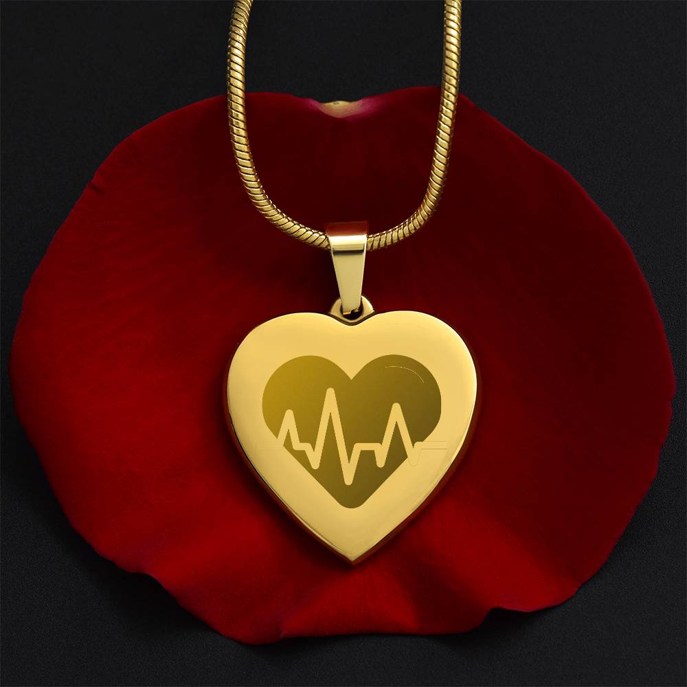 Engravable EKG Heart Necklace - MedTheories
