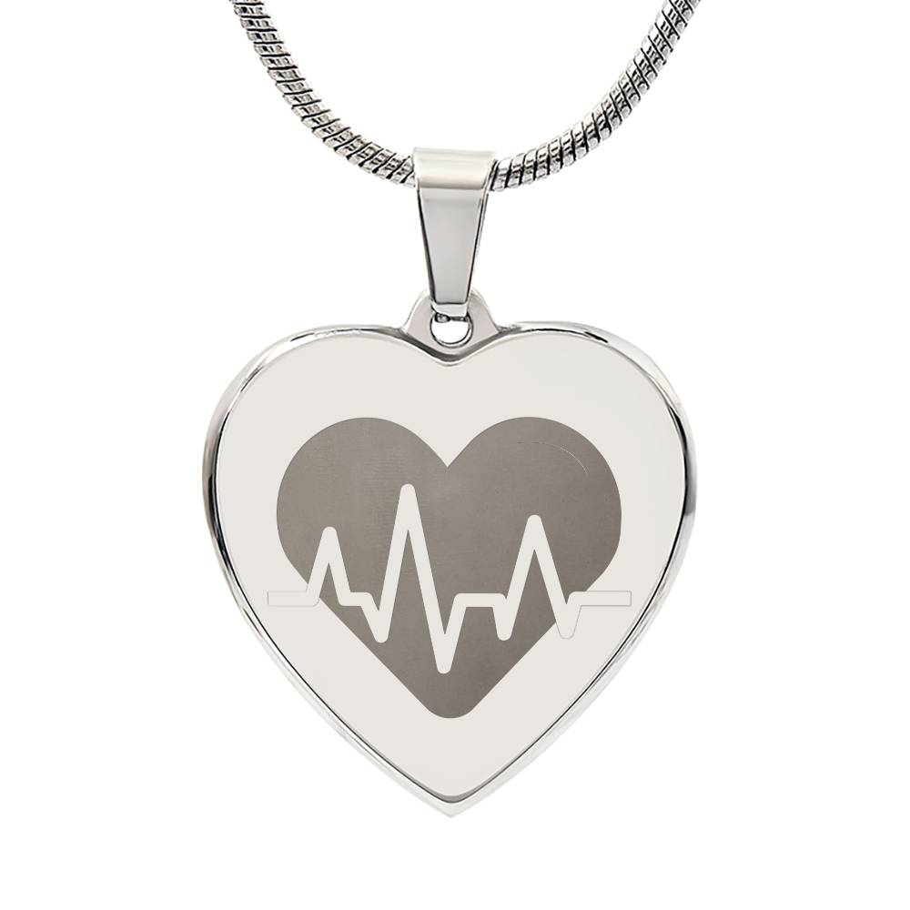 Engravable EKG Heart Necklace - MedTheories