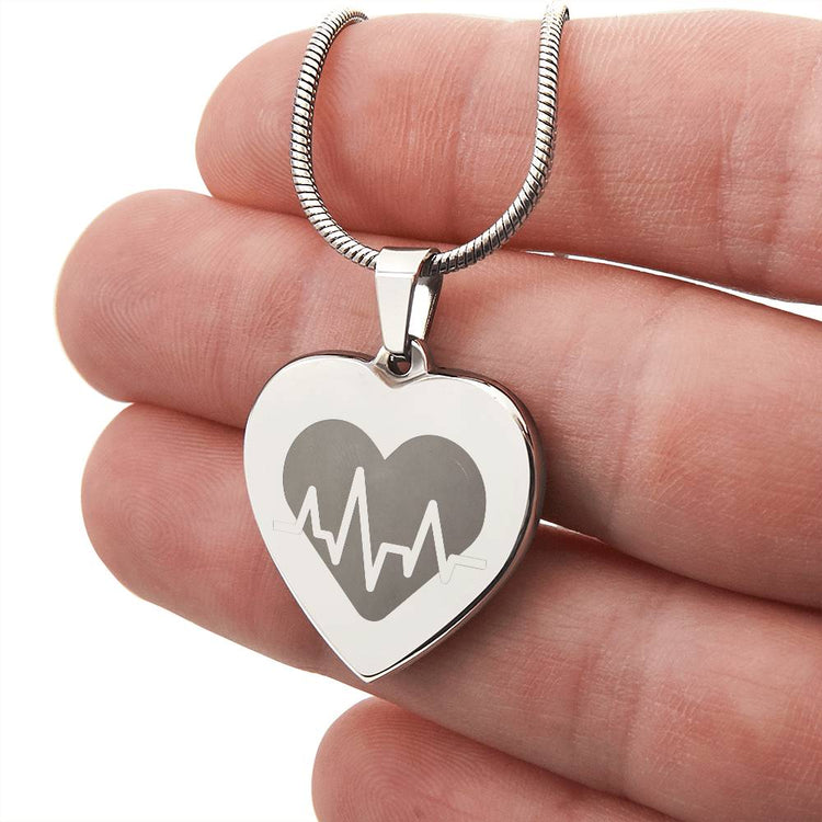 Engravable EKG Heart Necklace - MedTheories