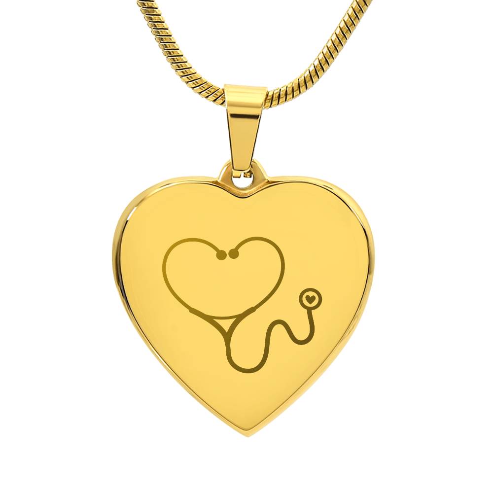 Engravable Stethoscope Heart Necklace - MedTheories