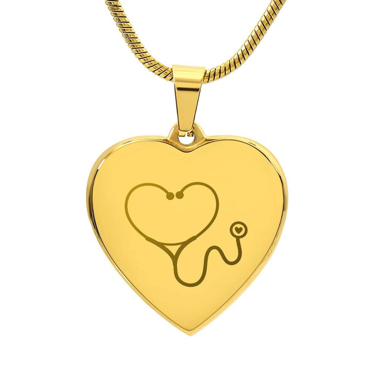 Engravable Stethoscope Heart Necklace - MedTheories