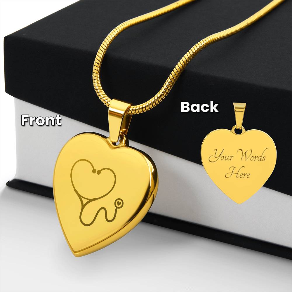 Engravable Stethoscope Heart Necklace - MedTheories