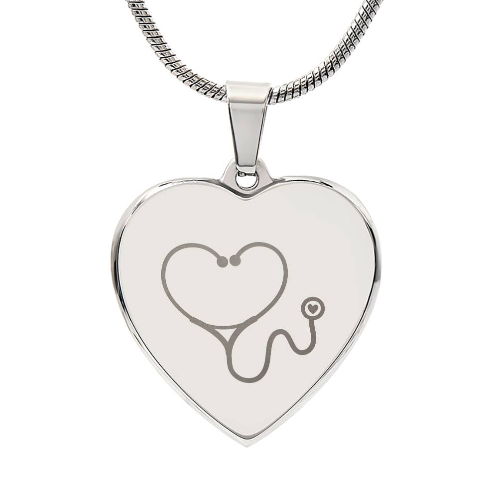 Engravable Stethoscope Heart Necklace - MedTheories