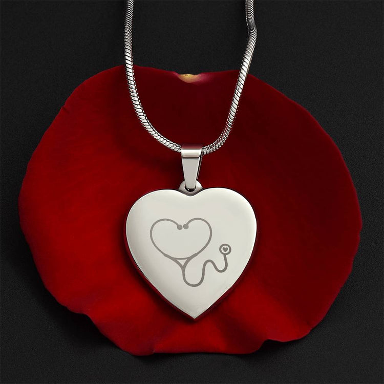 Engravable Stethoscope Heart Necklace - MedTheories