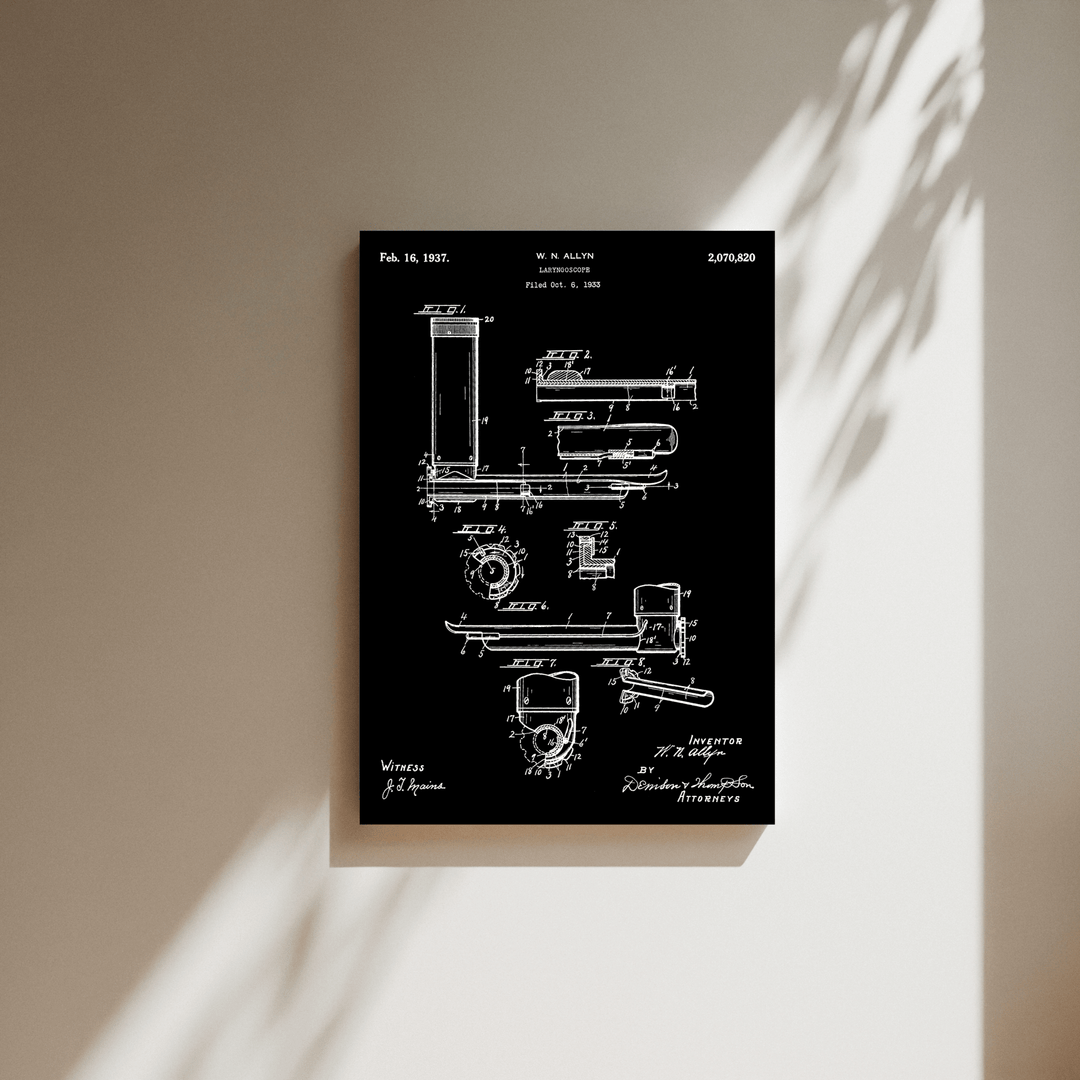 Laryngoscope Vintage Patent Art Canvas - MedTheories