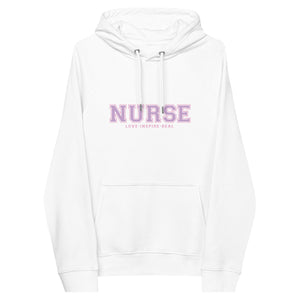 Lavender Nurse Love Heal Inspire Unisex Eco Raglan Hoodie - MedTheories