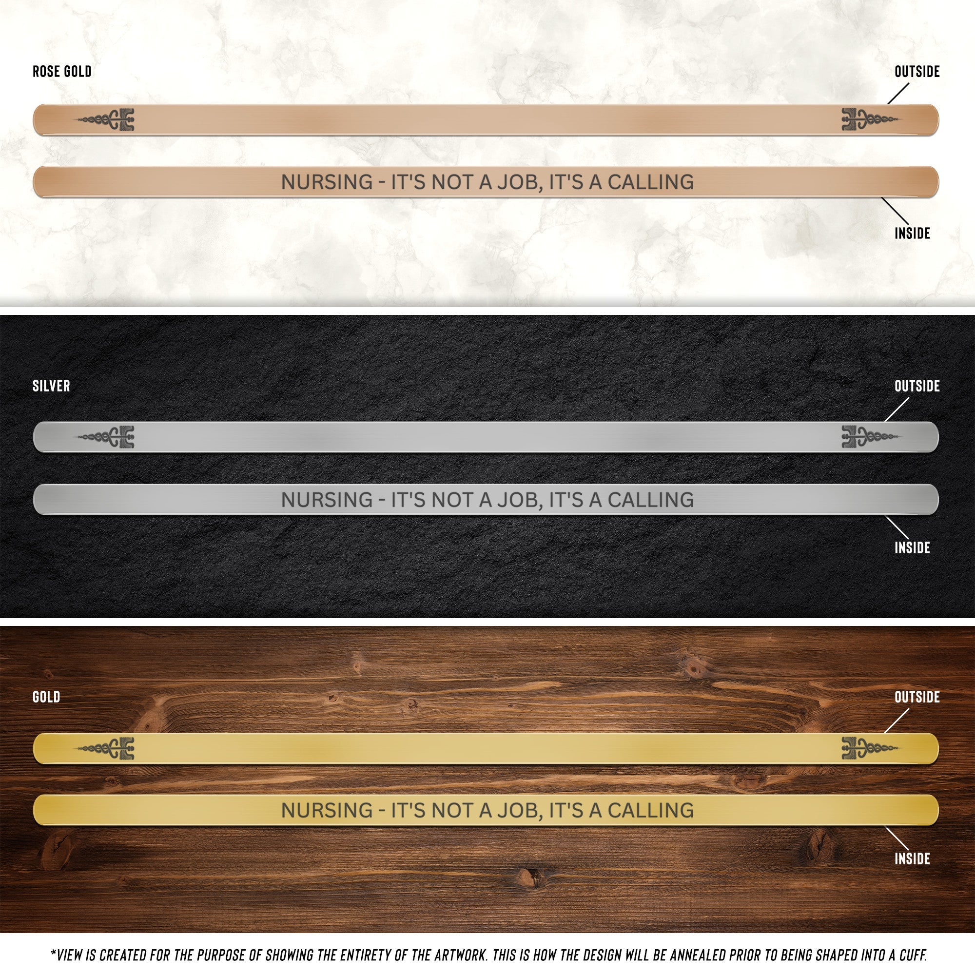 Nurse Caduceus Symbol Cuff Bracelet - MedTheories