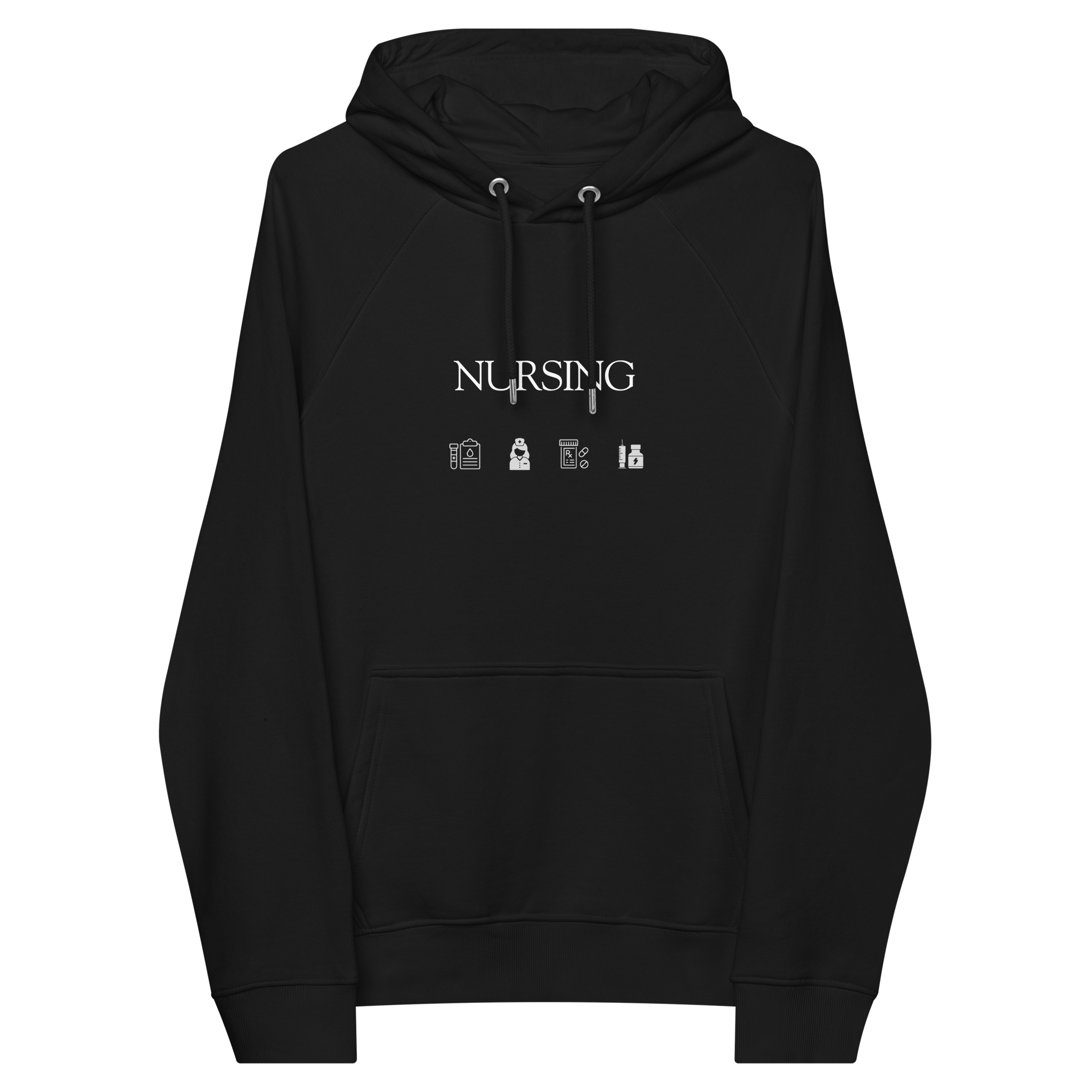 Nursing ICON Unisex Eco Raglan Hoodie - MedTheories