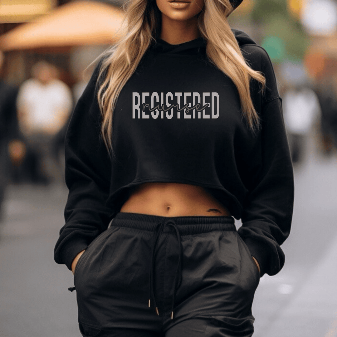 Overlay Registered Nurse Crop Hoodie - MedTheories