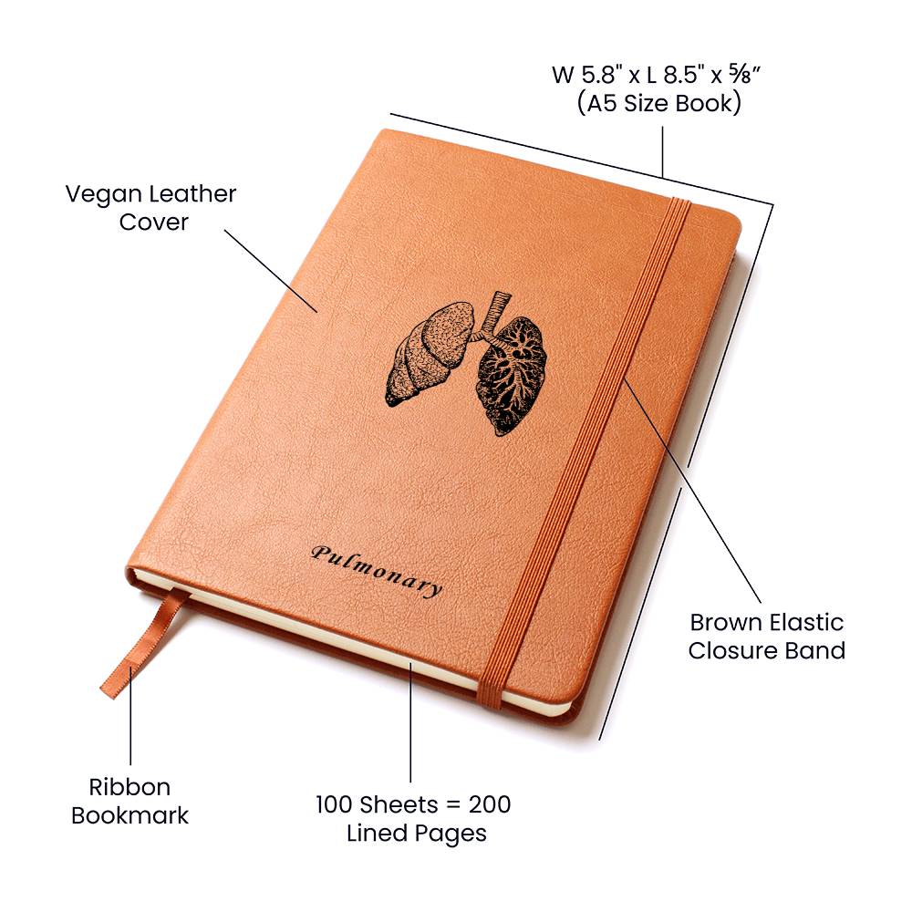 Printed Pulmonary Graphic Vegan Leather Journal - MedTheories