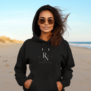 Registered Nurse Merged Initials Unisex Eco Raglan Hoodie - MedTheories