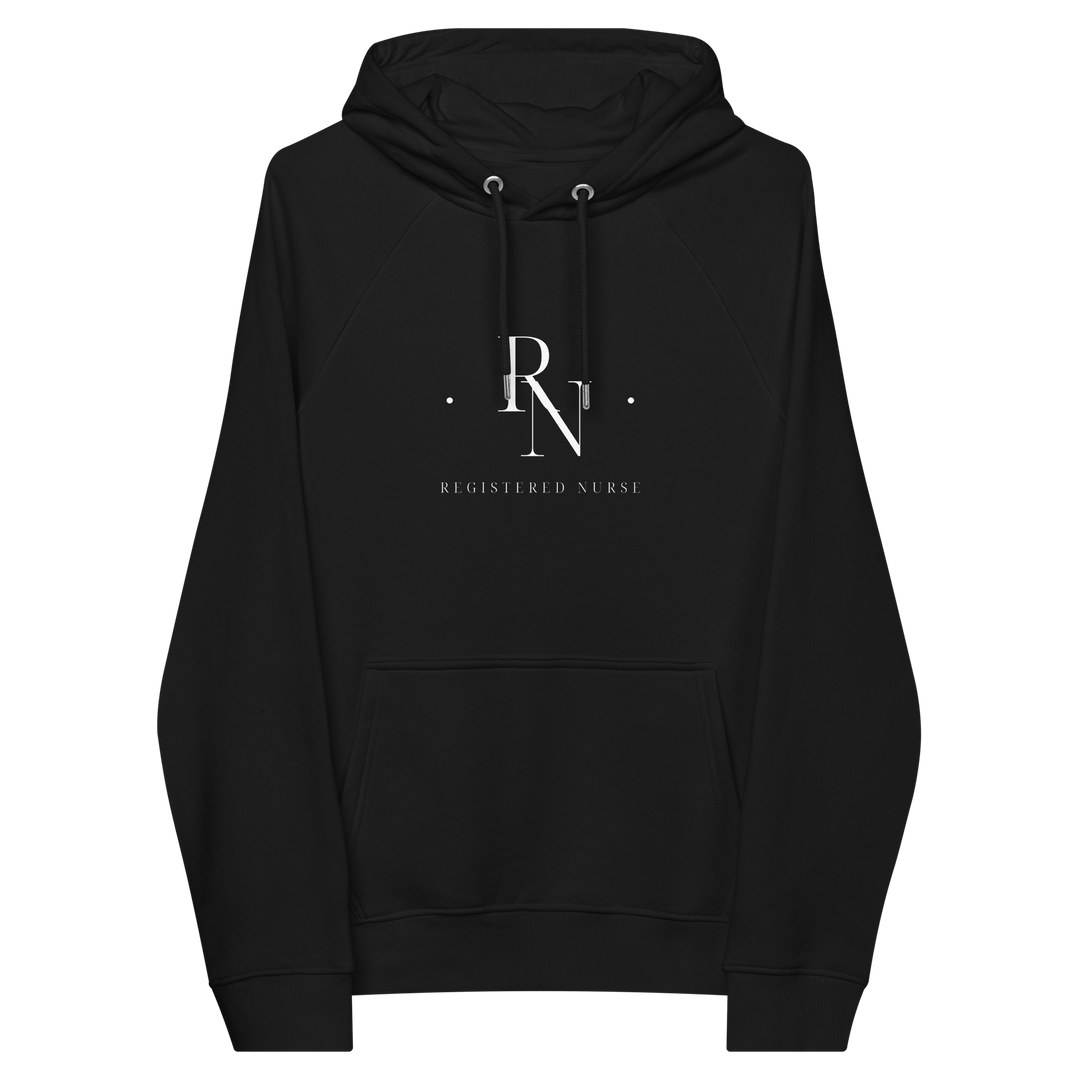 Registered Nurse Merged Initials Unisex Eco Raglan Hoodie - MedTheories