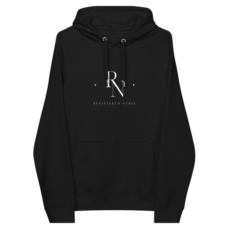 Registered Nurse Merged Initials Unisex Eco Raglan Hoodie - MedTheories