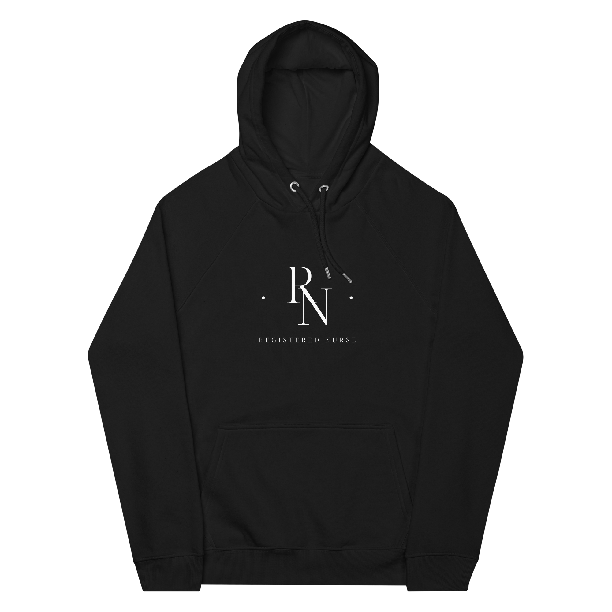Registered Nurse Merged Initials Unisex Eco Raglan Hoodie - MedTheories