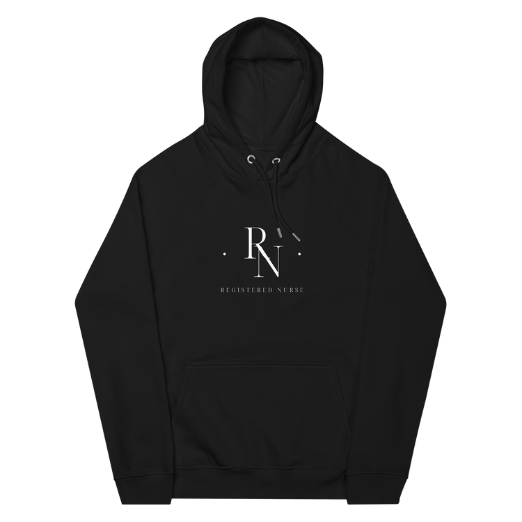 Registered Nurse Merged Initials Unisex Eco Raglan Hoodie - MedTheories