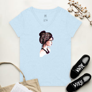 Women’s Recycled V-Neck T-Shirt - Head Full Of Books - MedTheories