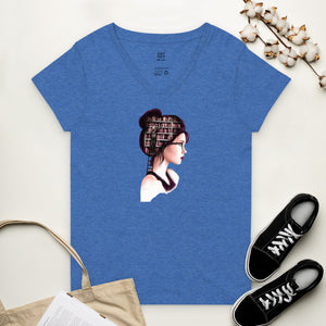 Women’s Recycled V-Neck T-Shirt - Head Full Of Books - MedTheories