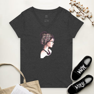 Women’s Recycled V-Neck T-Shirt - Head Full Of Books - MedTheories